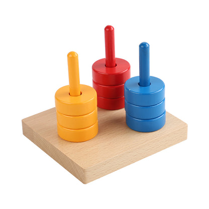 Base con 3 astas verticales con aros de colores