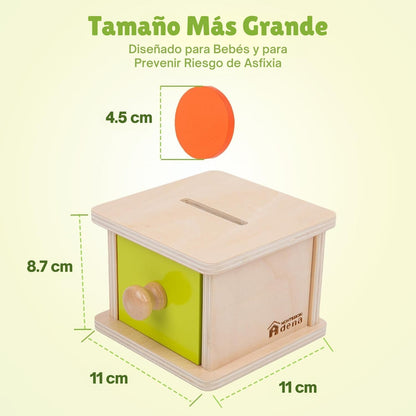 Alcancía con fichas de colores