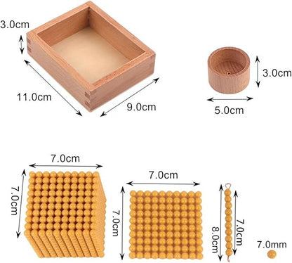 Juego del banco. Material de cuentas doradas (cuantas de plástico)