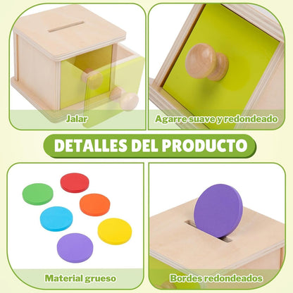 Alcancía con fichas de colores