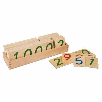 Tarjetas numéricas de madera grandes con caja (1-1000)