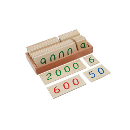 Tarjetas numéricas de madera chicas con caja (1-9000)
