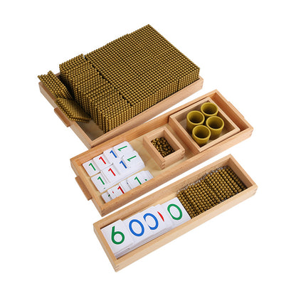 Juego del banco. Material de cuentas doradas (cuanta color perla opaca)