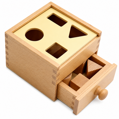 Caja con cajón con 4 cuerpos geométricos