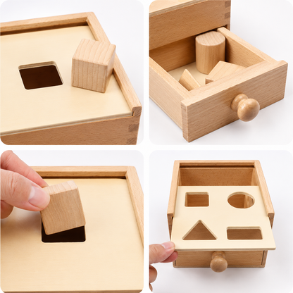 Caja con cajón con 4 cuerpos geométricos